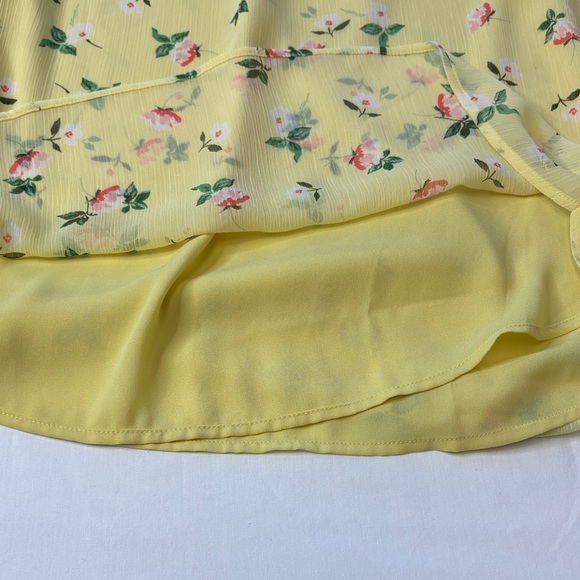 💛 LOFT Yellow Floral Ruffle Sleeveless Lined Top Women Small Flowy 💛 - Picture 10 of 15
